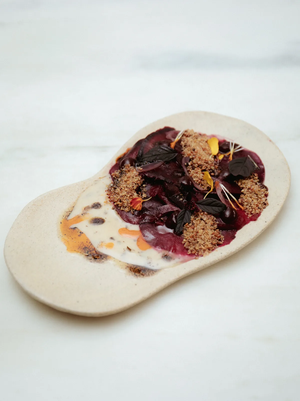 beetroot crudo · oat tartare sauce · rose