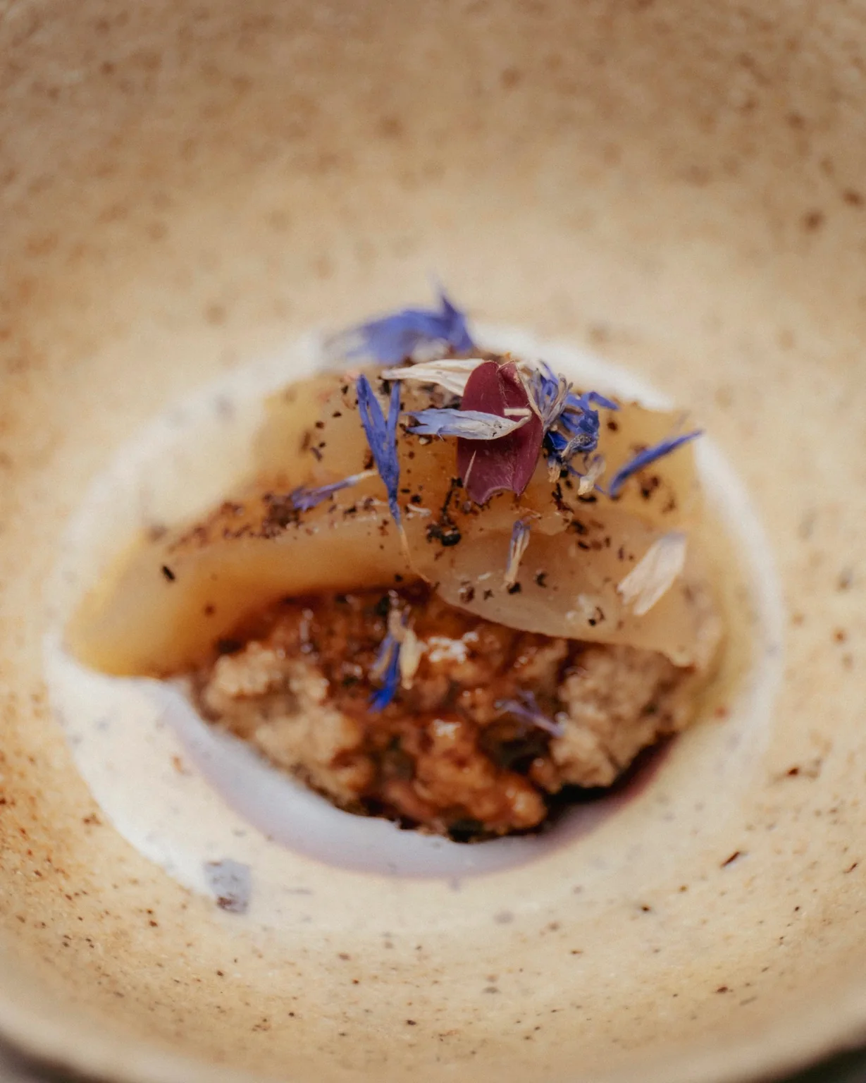 dish with cornflowers